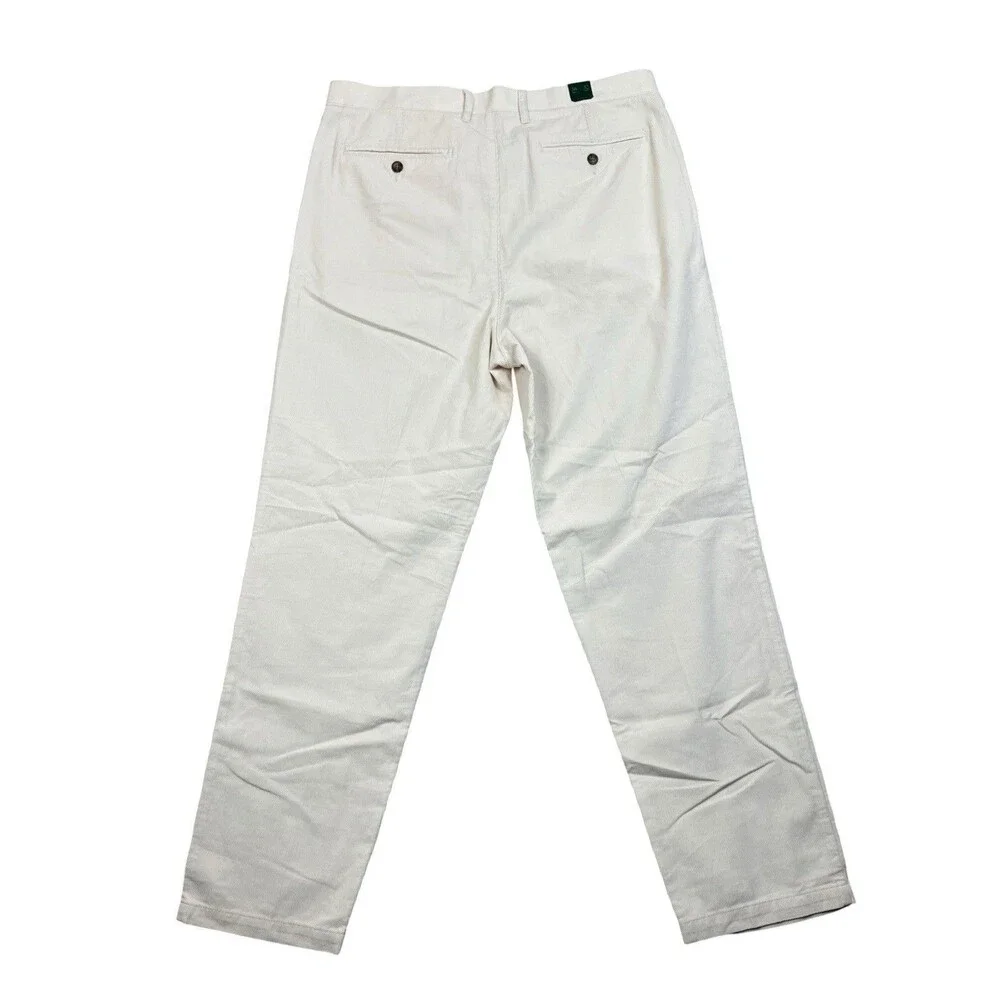 J Crew Pants Mens 36x32 Ivory 14 Wale Corduroy Pleated Trousers Old Money CO455